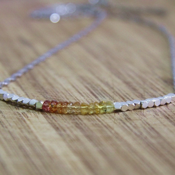 Handmade Padparadscha Sapphire Necklace Sterling Silver - Picture 1 of 4